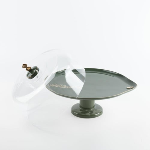 طقم تقديم الكيك 9 قطع من مجموعة لقاء - أخضر و ذهبي