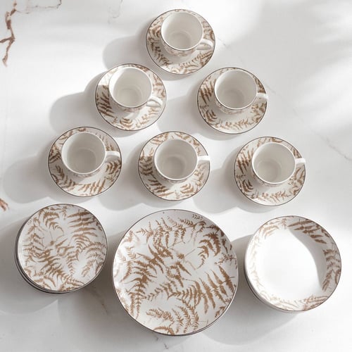 طقم سفرة أبيض بنقوش (30 قطعة)