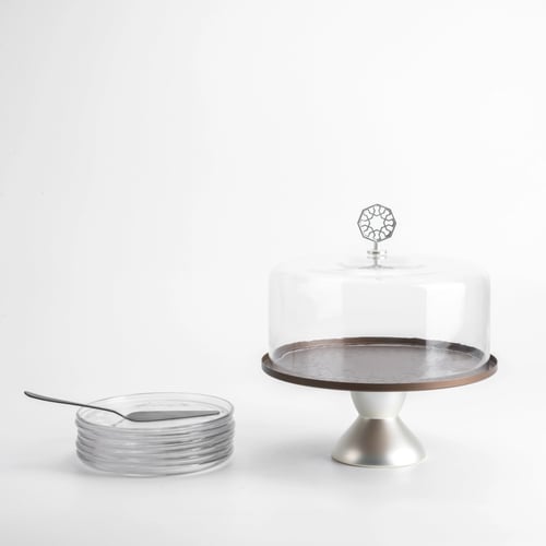 طقم الكيك الراقي باللونين الذهبي والفضي