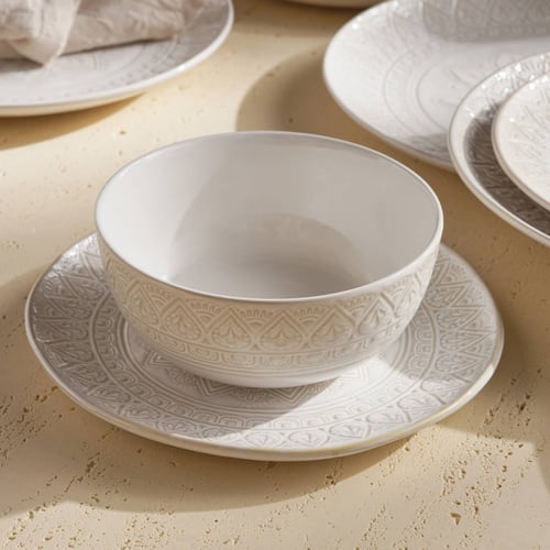 طقم سفرة من الخزف الحجري عالي الجودة بنقوش جميلة (...