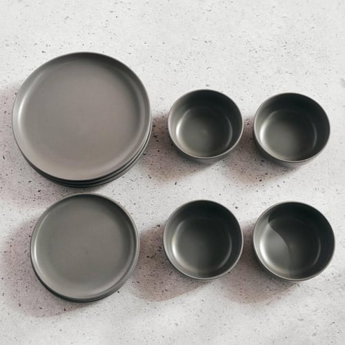 طقم سفرة من الخزف الحجري (12 قطعة)