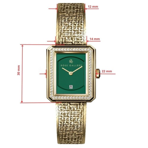 ساعة اتراكشن النسائية الفاخرة استيل ذهبي اخضر