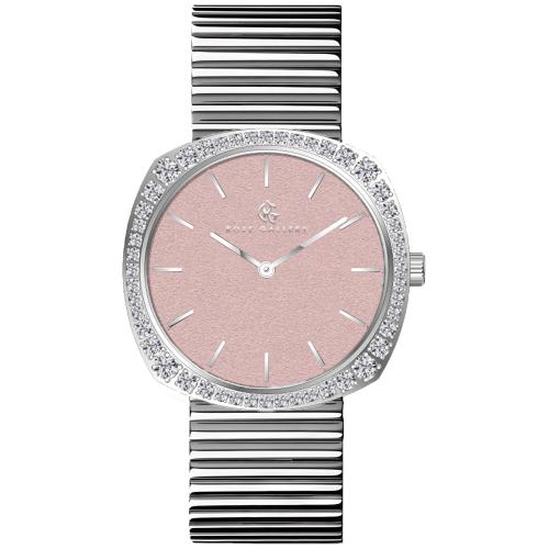 ساعة كاميو النسائية الفاخرة استيل فضي وردي