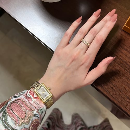 ساعة اتراكشن النسائية الفاخرة استيل ذهبي رمادي