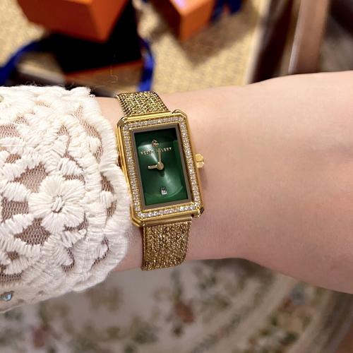 ساعة اتراكشن النسائية الفاخرة استيل ذهبي اخضر