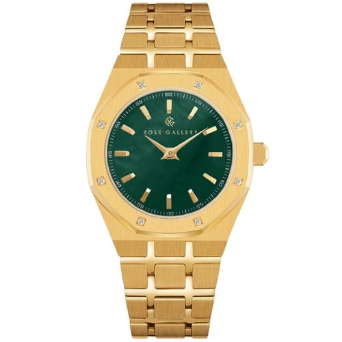 ساعة كاريزما النسائية الفاخرة استيل ذهبي اخضر