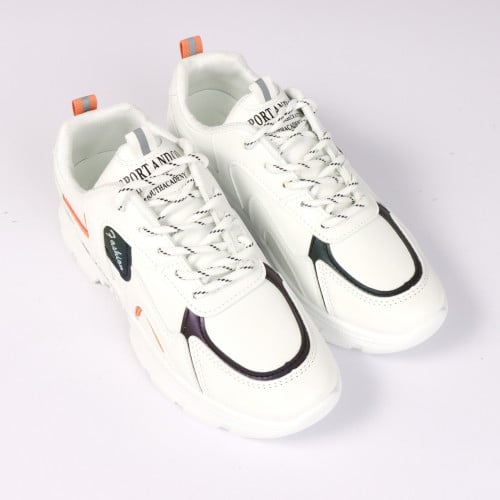 حذاء رياضي نسائي ابيض و برتقالي