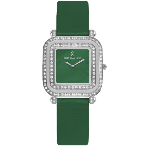 ساعة فيولا الجلدية الفاخرة فضي اخضر