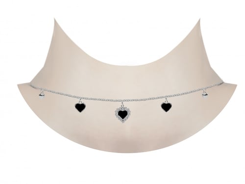 سلسال شوكر بتصميم قلب مرصع زركون فضي منوع
