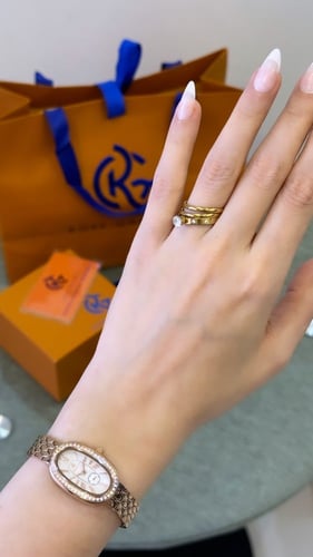 ساعة هارموني النسائية الفاخرة استيل روز جولد ابيض