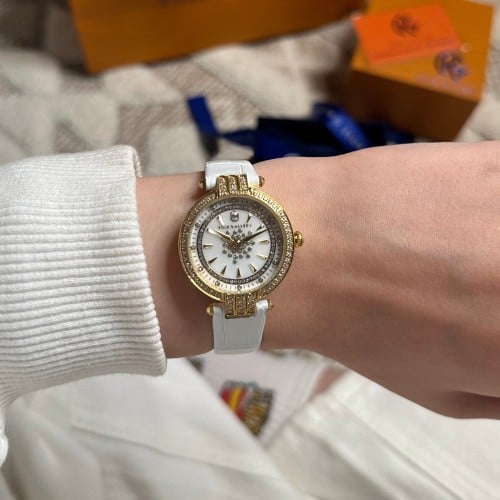 ساعة بريمير الجلدية الفاخرة ذهبي ابيض