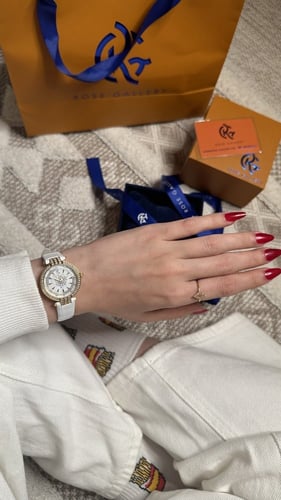 ساعة بريمير الجلدية الفاخرة ذهبي ابيض