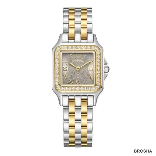 Luxury women's diamond watch with gray dial