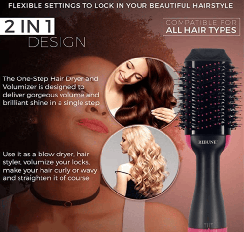 جهاز مجفف ومصفف الشعر بخطوة واحدة وفرشاة هواء ساخن...