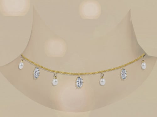 سلسال شوكر زركون و لولو مشكل مطلي منوع