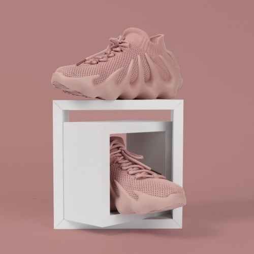 حذاء كاجوال نسائي ثنائي الخامة وردي