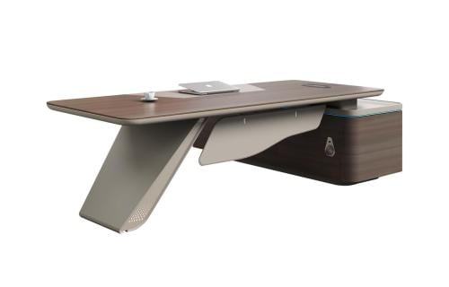 Luxury office furniture, brown wood, 260 cm
