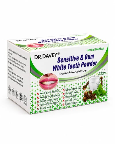 Tooth and sensitive gum whitening powder with clov...