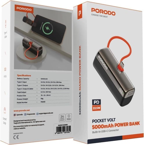 بورودو بوكيت فولت بنك طاقة بسعة 5000 مللي أمبير مع...
