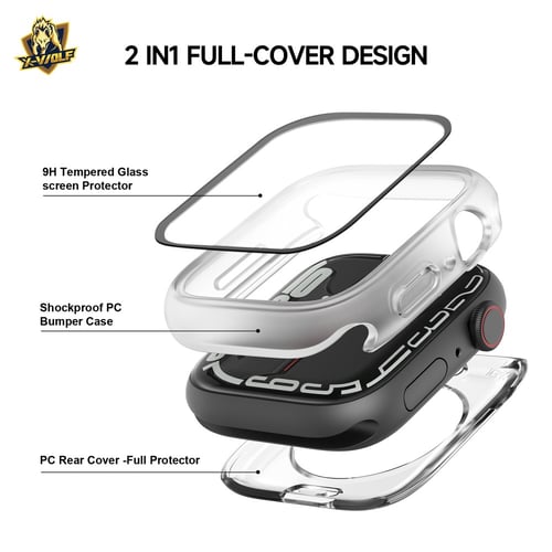 اكس وولف - اطار مع استكر حماية متكامل لساعة ابل -...