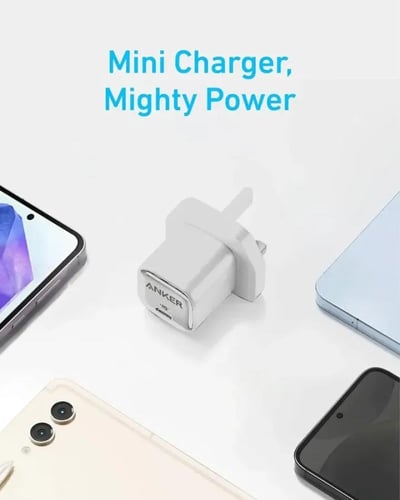 انكر - شاحن جداري USB-C بقوة 25W - ابيض