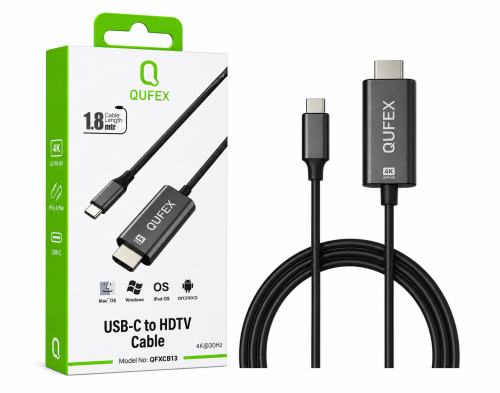 كيوفيكس كيبل HD TV منفذ تايب سي بطول 1.8 متر