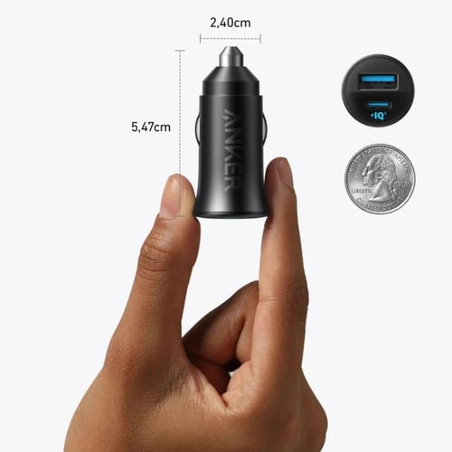 انكر - شاحن سيارة 30 واط منفذين PD-USB مع 2 كيابل...