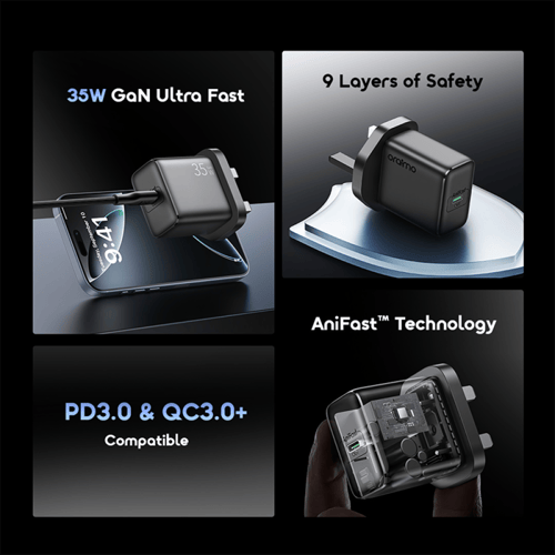 اورايمو - شاحن جداري بمنفذ USB-C وبقوة 35 واط مع س...