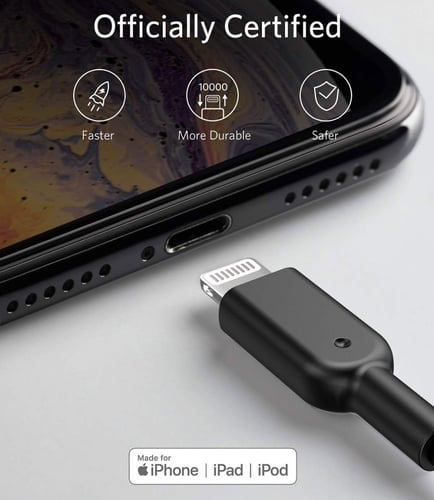 كيبل شاحن انكر باورلاين من USB الى ايفون بطول 1.8...