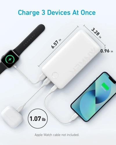 انكر باور كور K20 بطارية متنقلة 20000mAh ابيض