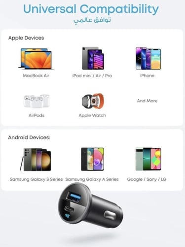 انكر - شاحن سيارة 52.5 واط منفذين PD-USB