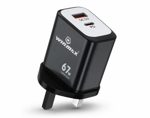 WINMAX شاحن جداري سريع بمنفذ USB-C ومنفذ USB-A بقو...