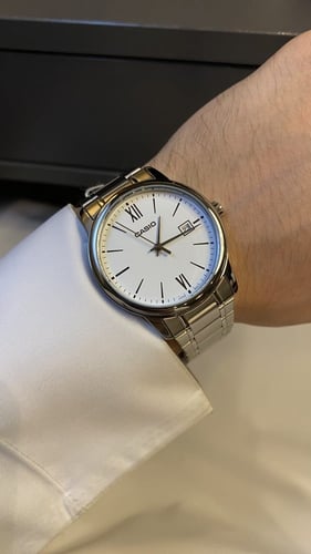 ساعة كاسيو - أبيض كوارتز MTP-V002D