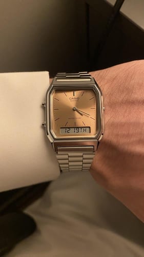 ساعة كاسيو فنتج توقيتين - خربزي