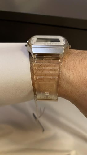 ساعة كاسيو رقميه - شفاف أبيض