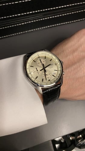 ساعة سيكو كرونو - بيج جلد أسود