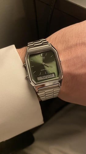 ساعة كاسيو فنتج توقيتين - زيتي