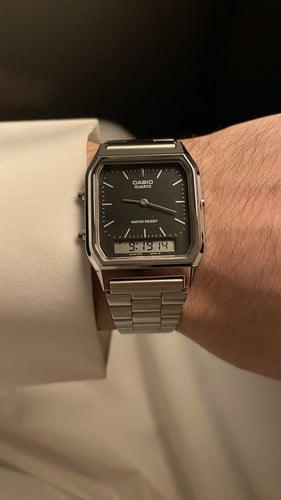 ساعة كاسيو فنتج توقيتين - أسود