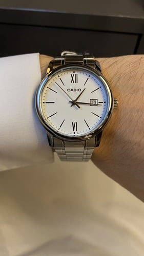 ساعة كاسيو - أبيض كوارتز MTP-V002D