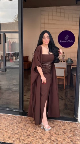 فستان بني ٣ قطع