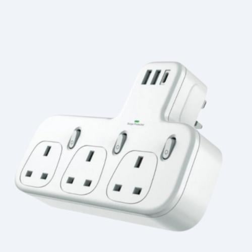 قسام كهرباء ثلاثي مع منفذين USB ومنفذ PD م/DX871 م...