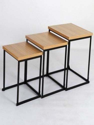 طقم طاولات جانبية متداخل خشب