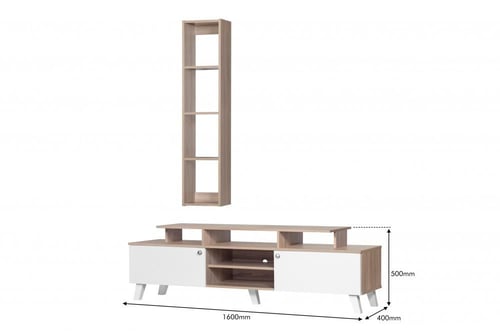 طاولة تلفاز مودرن خشبية مع ادراج تخزين 2 دور -رماد...