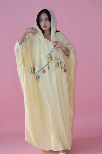 Yellow silk abaya