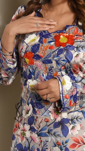 مخور ورد الياسمين رمادي قماش حرير ملكي