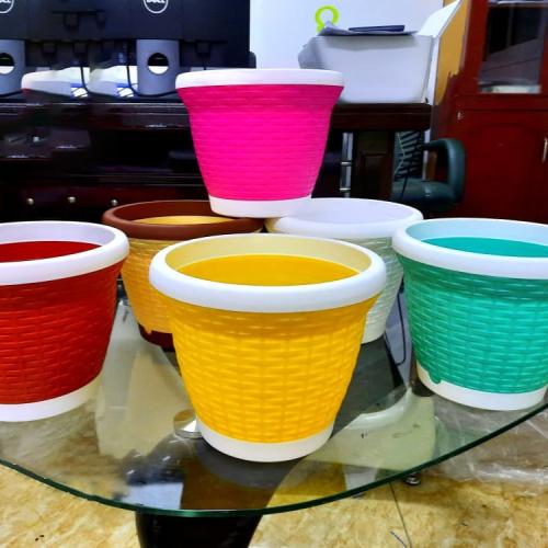 حوض بلاستيك راتان قطر ٢٦ سم ارتفاع ٢٣ سم