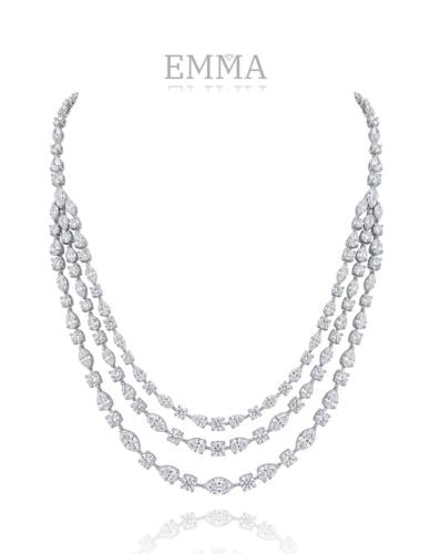 A necklace of sterling silver and moissanite diamo...
