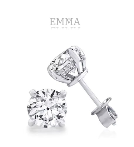 اقراط سولتير من الفضة الإسترليني وألماس المويسانيت