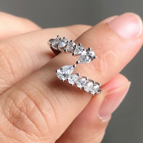 خاتم من الفضة الإسترليني 925وألماس المويسانيت