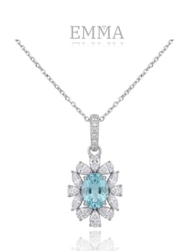 A necklace of sterling silver, moissanite diamonds...